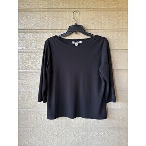 Michele womens Vintage Black Boatneck 3/4 Sleeve Knit Blouse Top size Medium